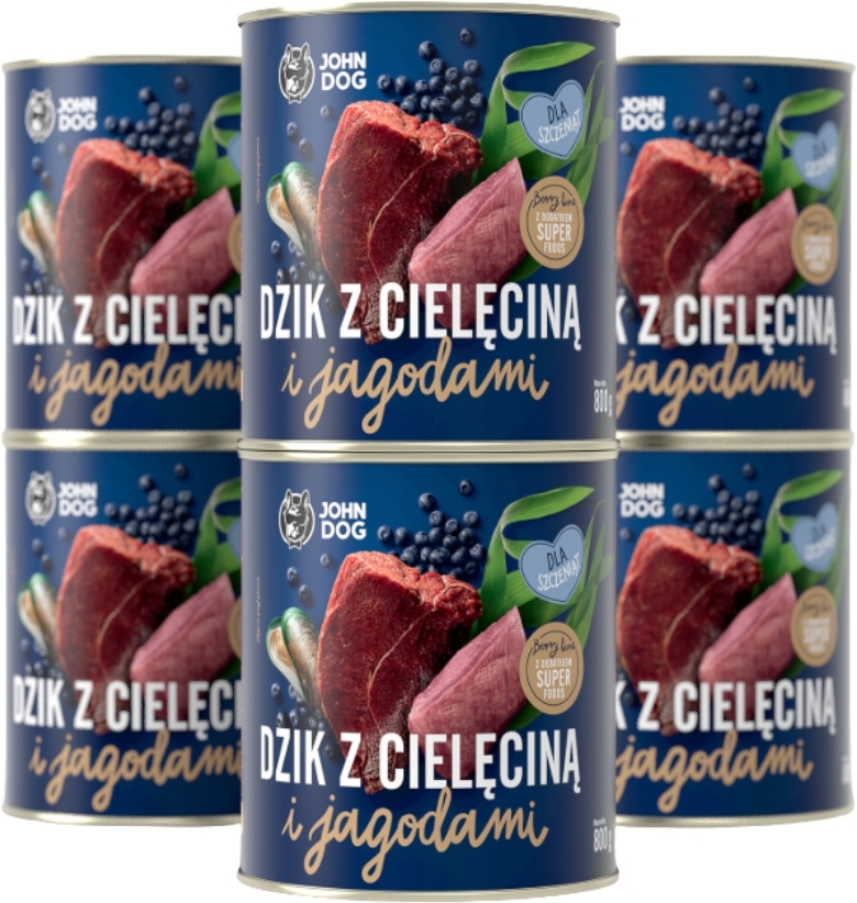 John Dog Berry Line cielęcina, dzik junior 800 g × 6