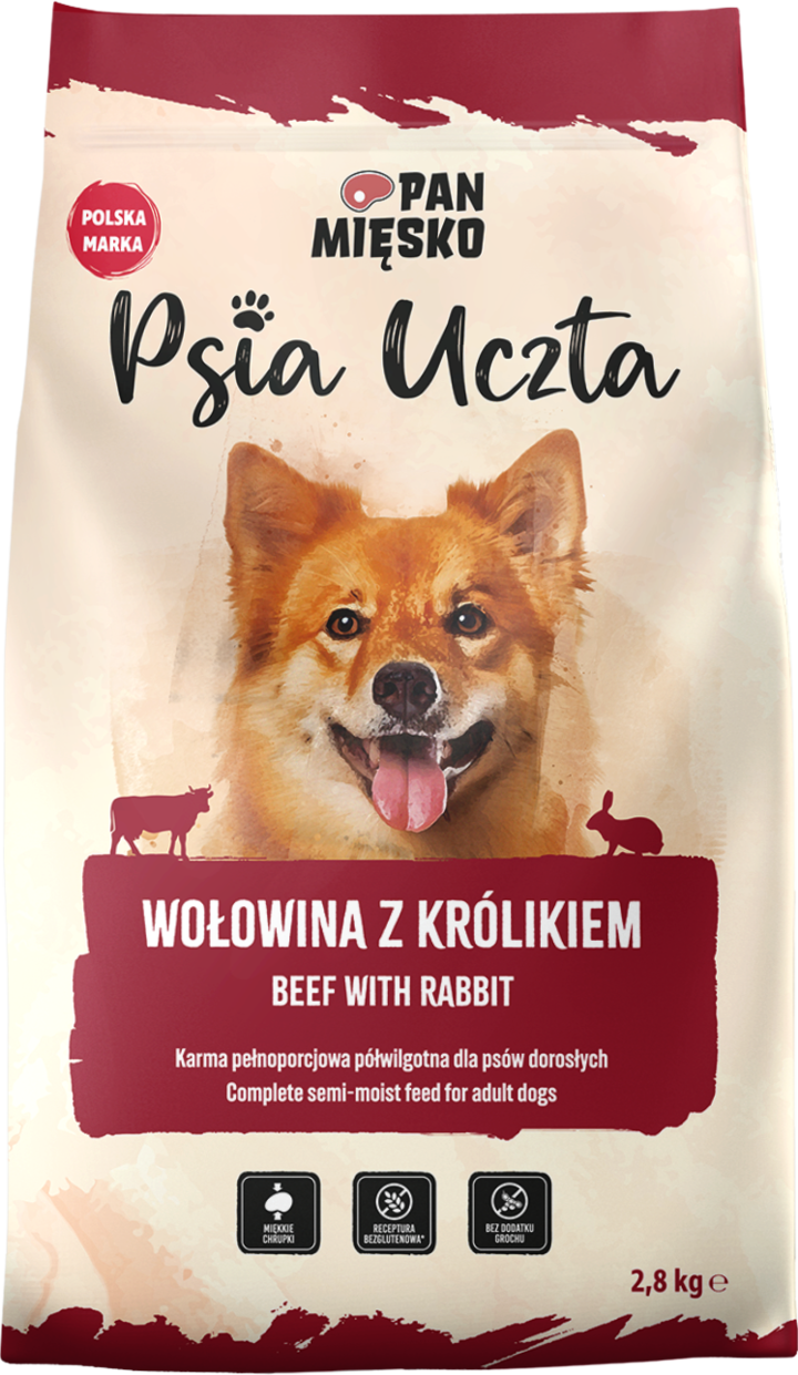 Pan Mięsko Psia Uczta królik, wołowina adult 2,8 kg
