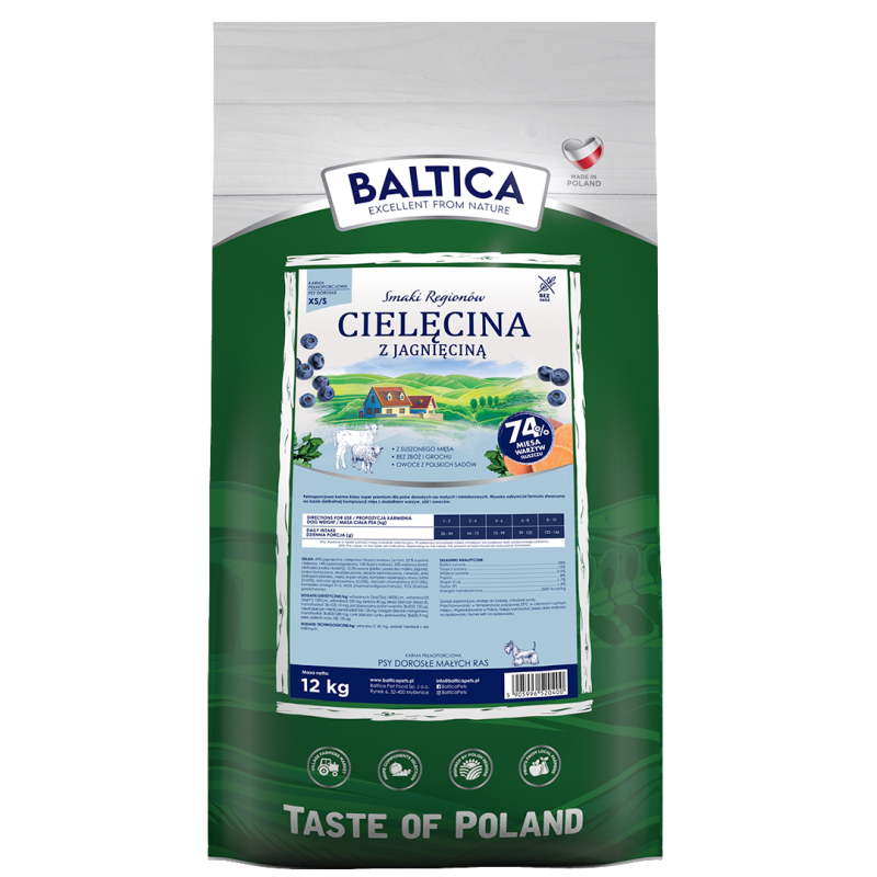 Baltica cielęcina, jagnięcina adult małe rasy 9 kg