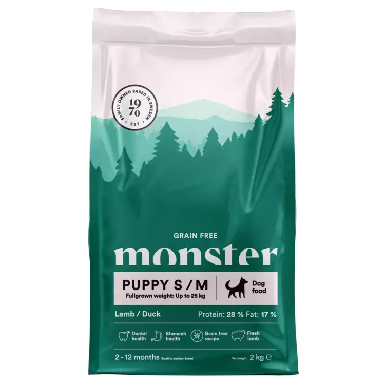 Monster Dog Grain Free jagnięcina, kaczka junior małe i średnie rasy 2 kg