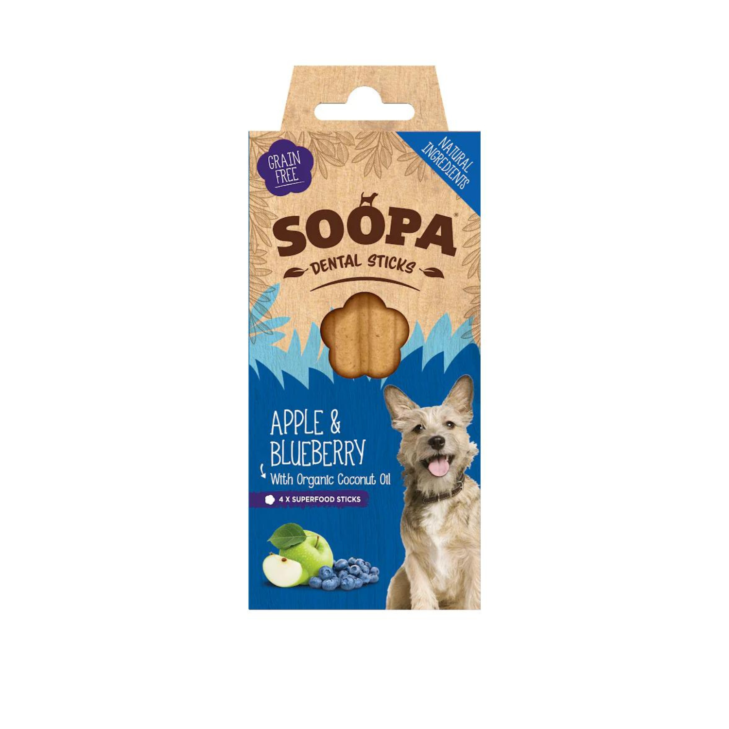 Soopa Dental Sticks jabłko, borówka 25 g × 4
