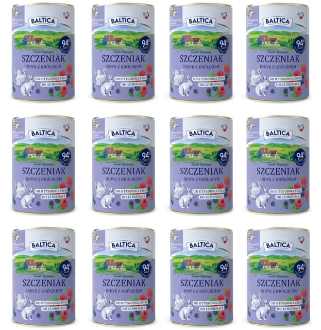 Baltica Smaki Regionów indyk, królik puppy 400 g × 12