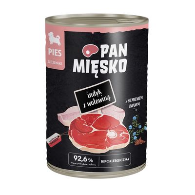 Pan Mięsko Dog indyk, wołowina puppy 400 g × 36