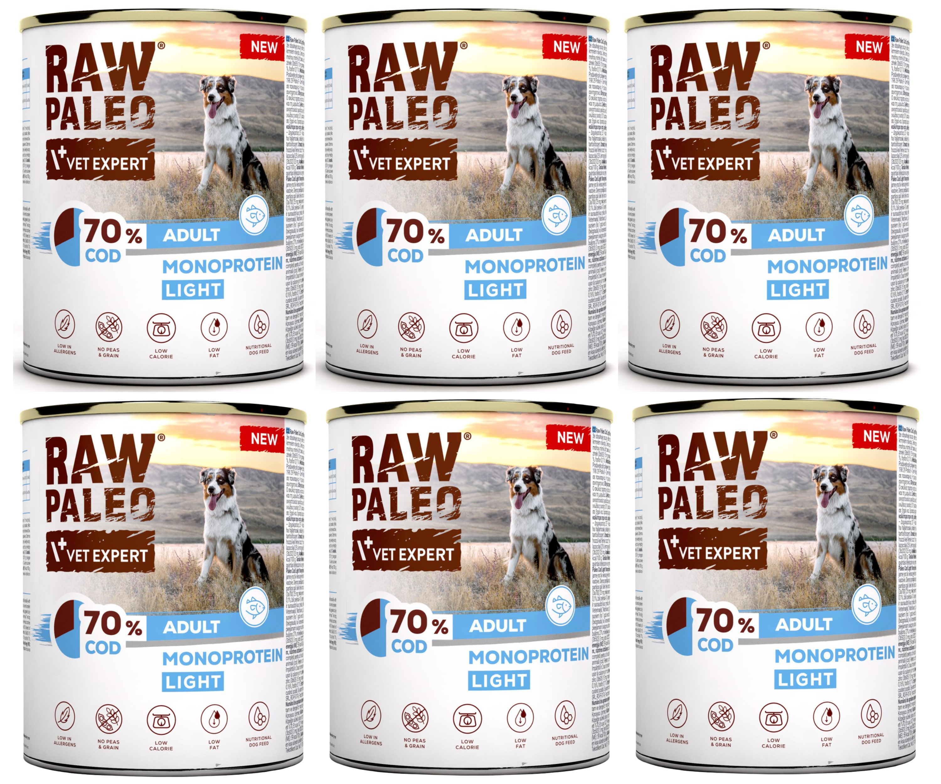 VetExpert Raw Paleo dorsz adult 800 g × 6