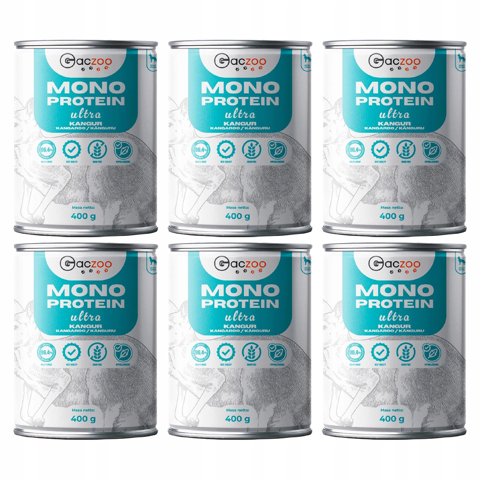 Gaczoo Mono Protein Ultra kangur adult 400 g × 6