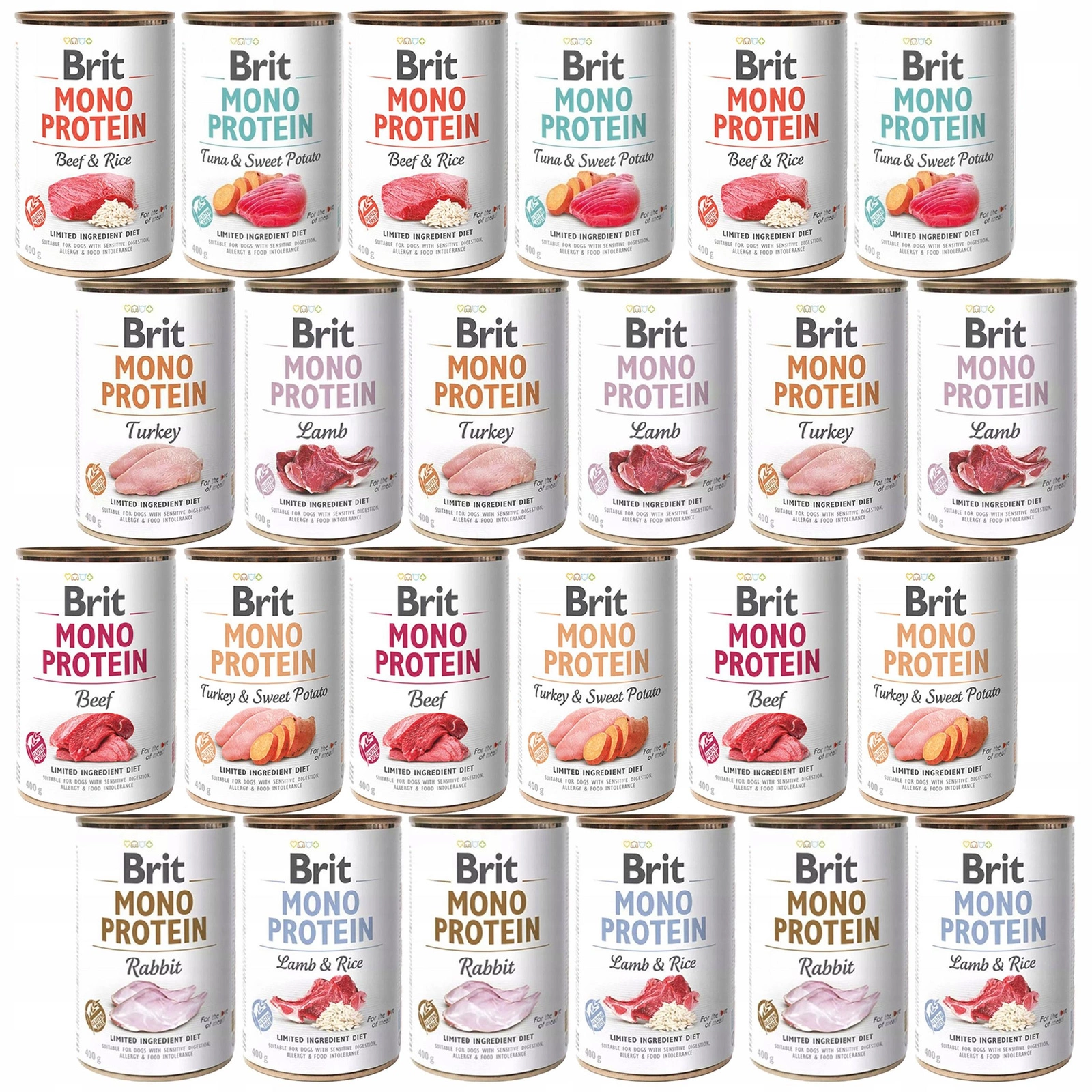Brit Mono Protein mix smaków 400 g × 24