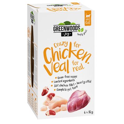 Greenwoods Joy cielęcina, kurczak w bulionie adult 85 g × 6