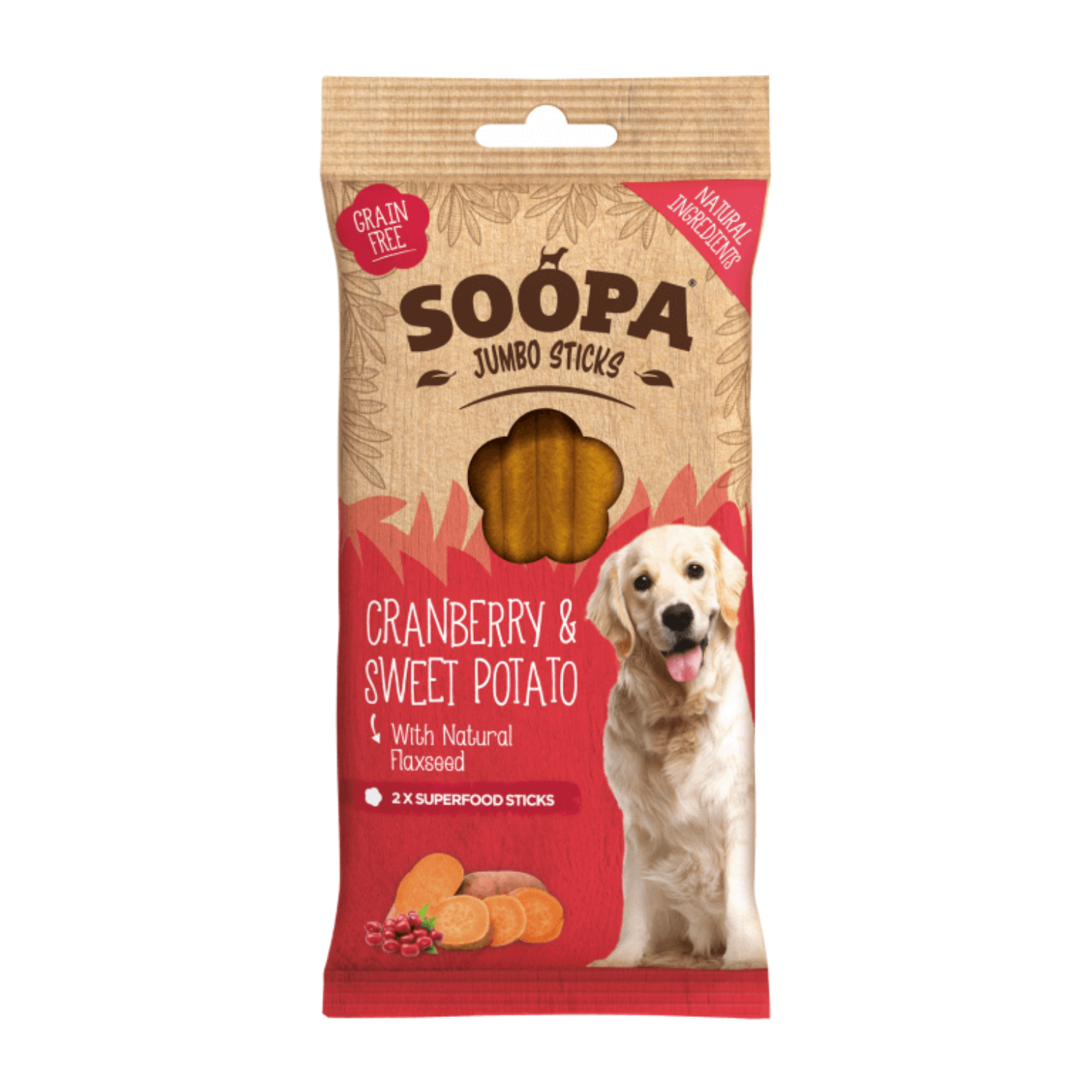 Soopa Jumbo Dental Stick żurawina, batat duże rasy 170 g
