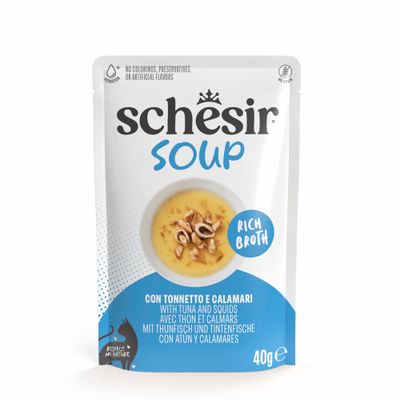 Schesir Soup kalmary, tuńczyk w bulionie adult 40 g × 24