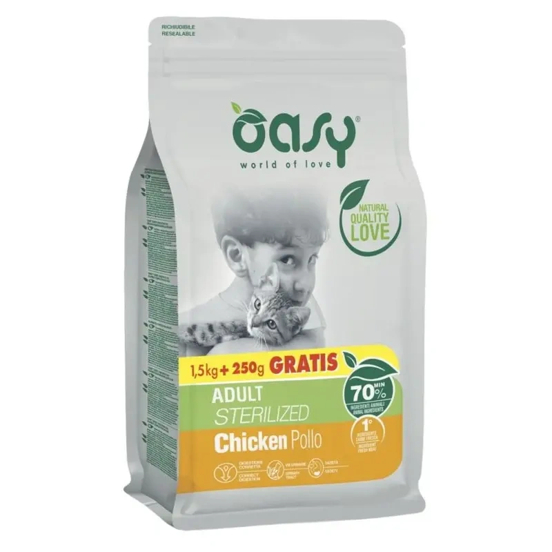 Oasy Sterilised kurczak adult 1,5 kg