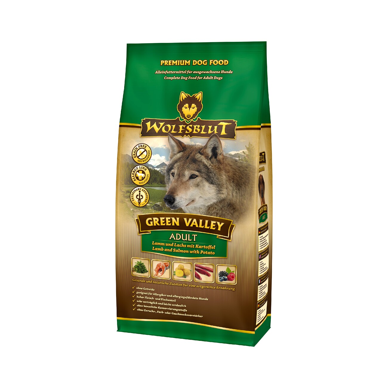 Wolfsblut Green Valley jagnięcina, łosoś adult 2 kg