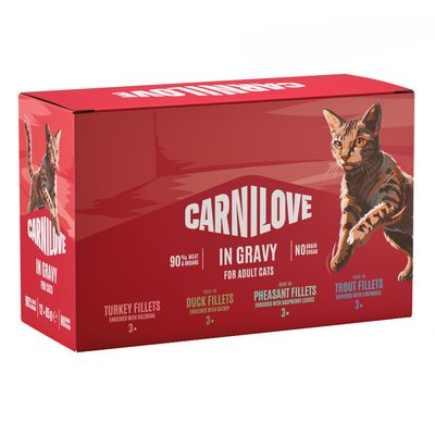 Carnilove Cat Pouch Gravy mix smaków w sosie adult 85 g × 12