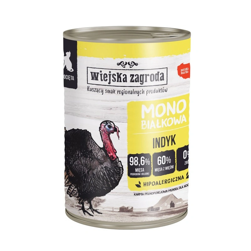 Wiejska Zagroda Mono Skin & Coat indyk pasztet kitten 400 g