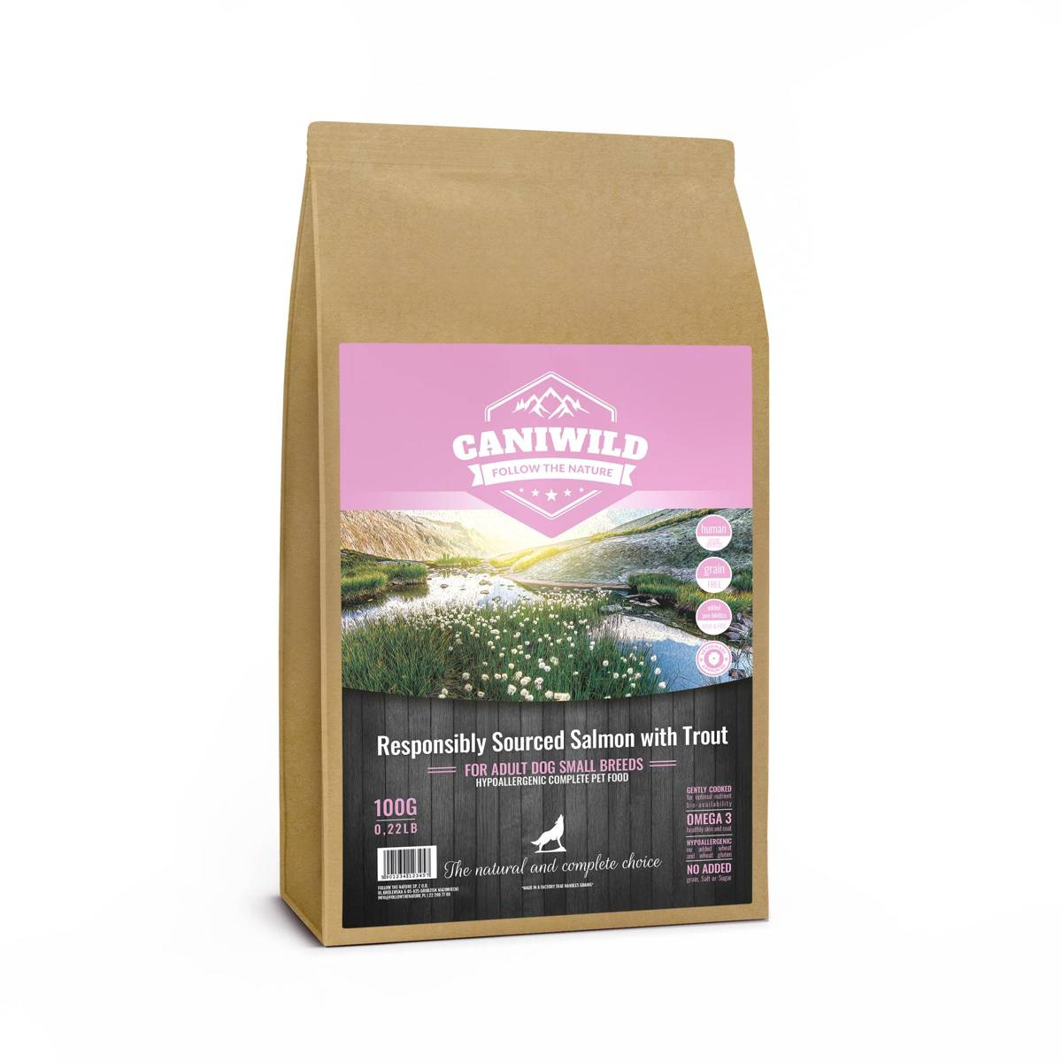 Caniwild Responsibly Sourced pstrąg, łosoś adult małe rasy 100 g