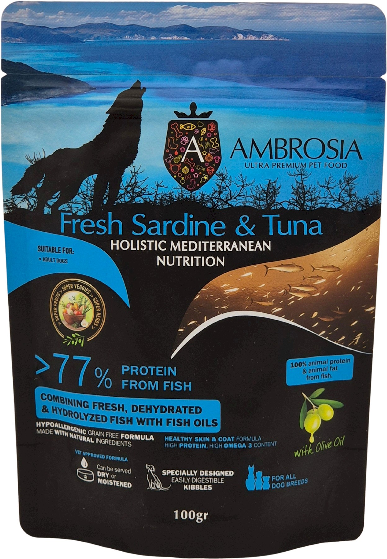 Ambrosia Mediterranean ryby, sardynka, tuńczyk adult 100 g