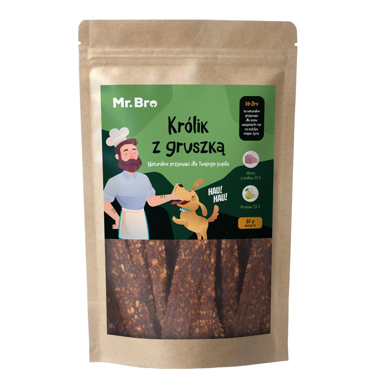 Mr. Bro Strips królik z gruszką 80 g
