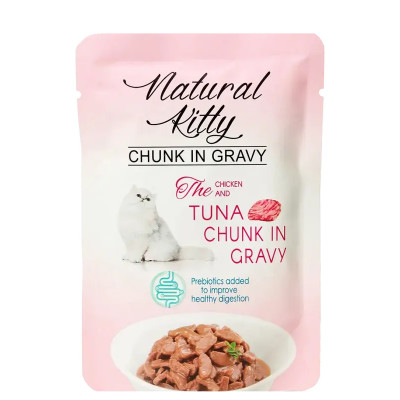 Natural Kitty Chunk in Gravy kurczak, tuńczyk w sosie 85 g