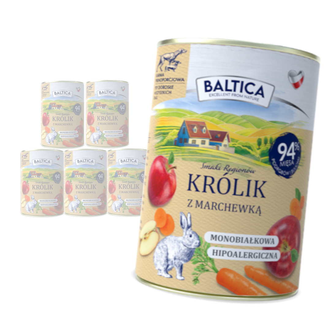 Baltica królik, marchewka adult 400 g × 6