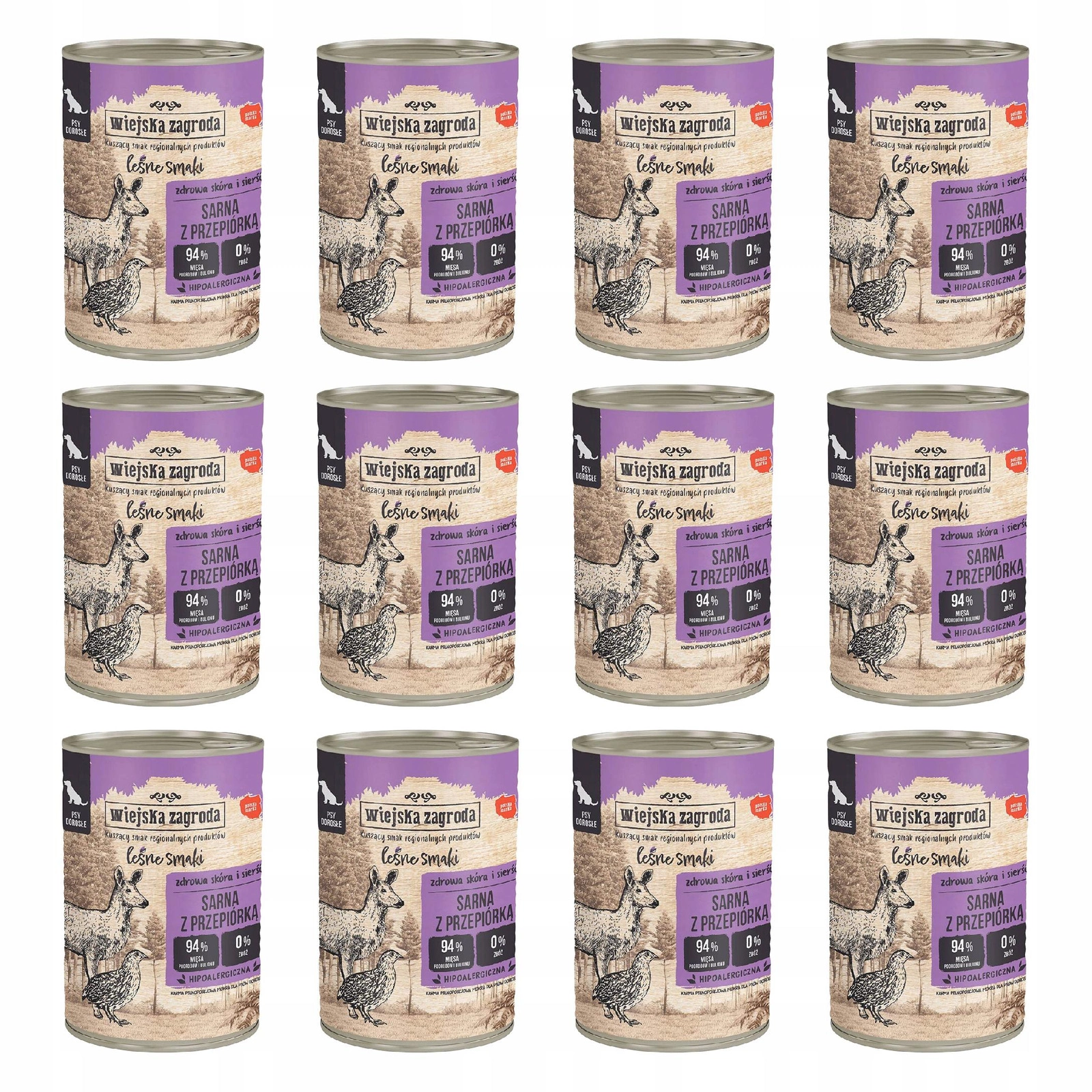 Wiejska Zagroda Leśne Smaki przepiórka, sarna 400 g × 12