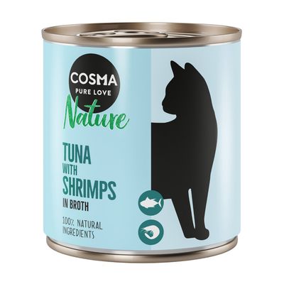Cosma Nature Indoor krewetki, tuńczyk w bulionie 280 g × 6