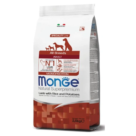 Monge Dog jagnięcina z ryżem i ziemniakami adult 2,5 kg