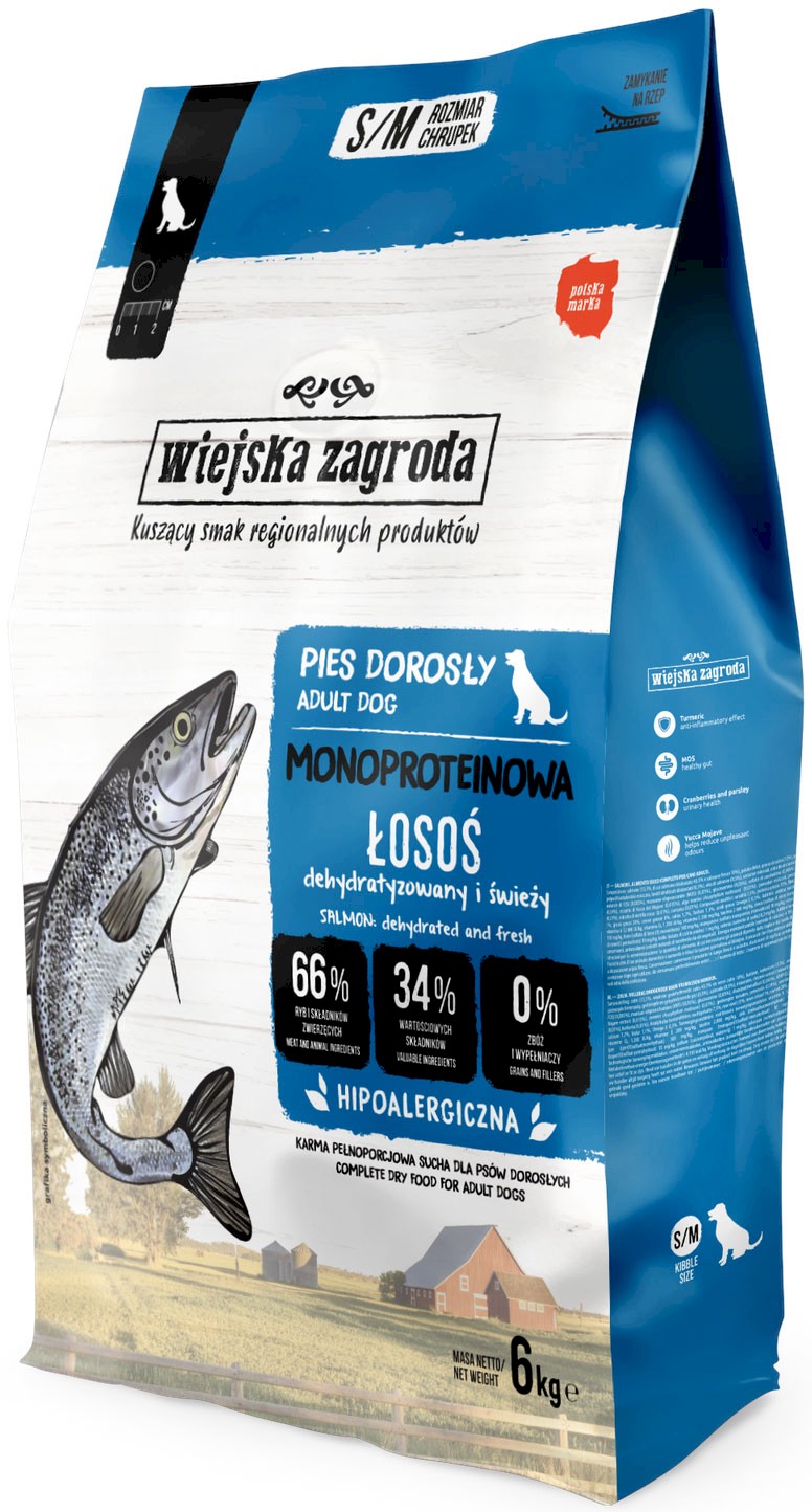 Wiejska Zagroda Mono łosoś adult małe i średnie rasy 6 kg