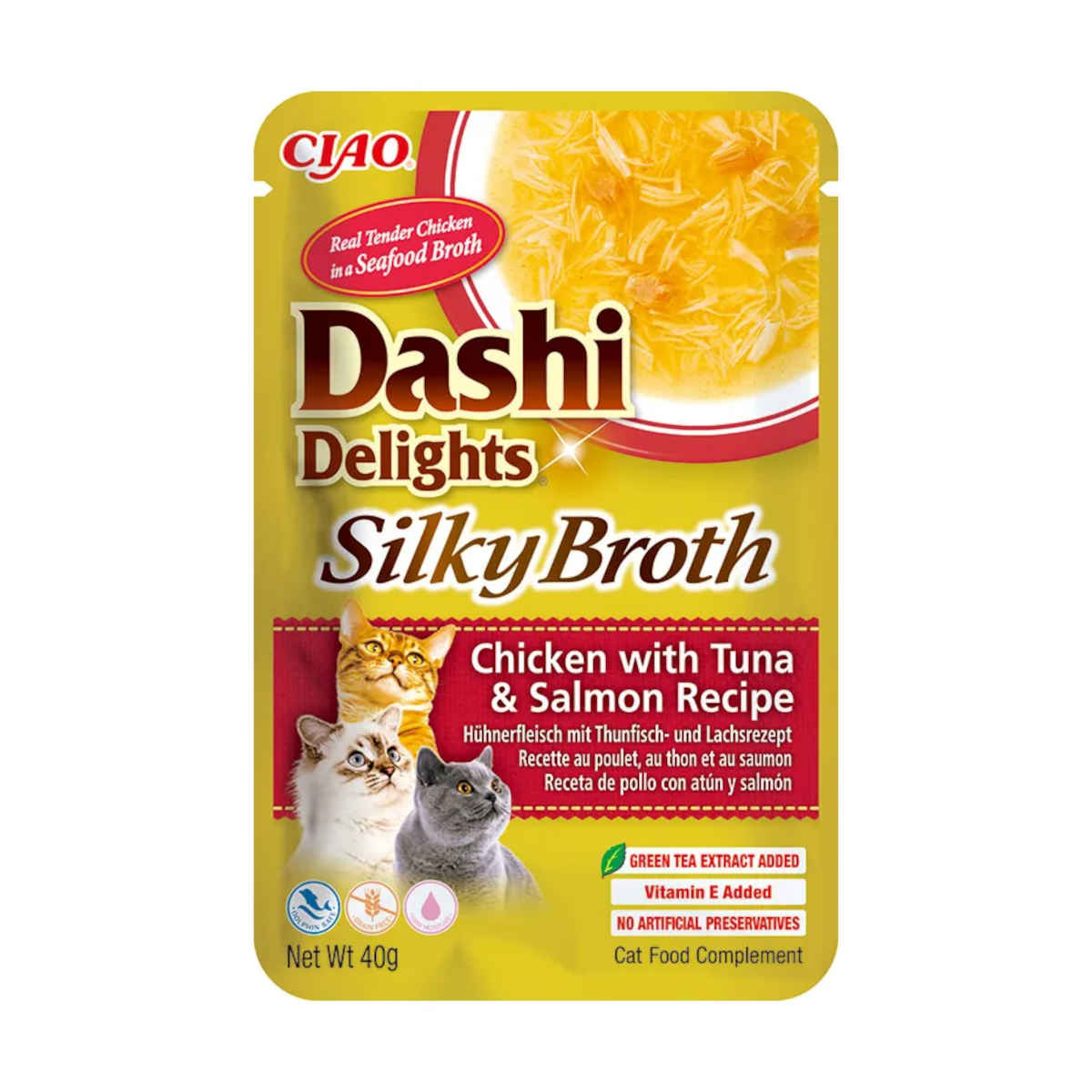 Inaba Dashi Delights kurczak, tuńczyk, łosoś w bulionie 40 g
