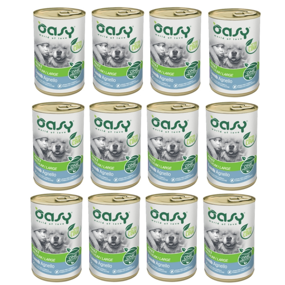 Oasy One Protein jagnięcina adult średnie i duże rasy 400 g × 12