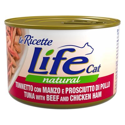 Life Cat Le Ricette Mobility Skin & Coat tuńczyk, wołowina, szynka w bulionie adult 150 g × 4