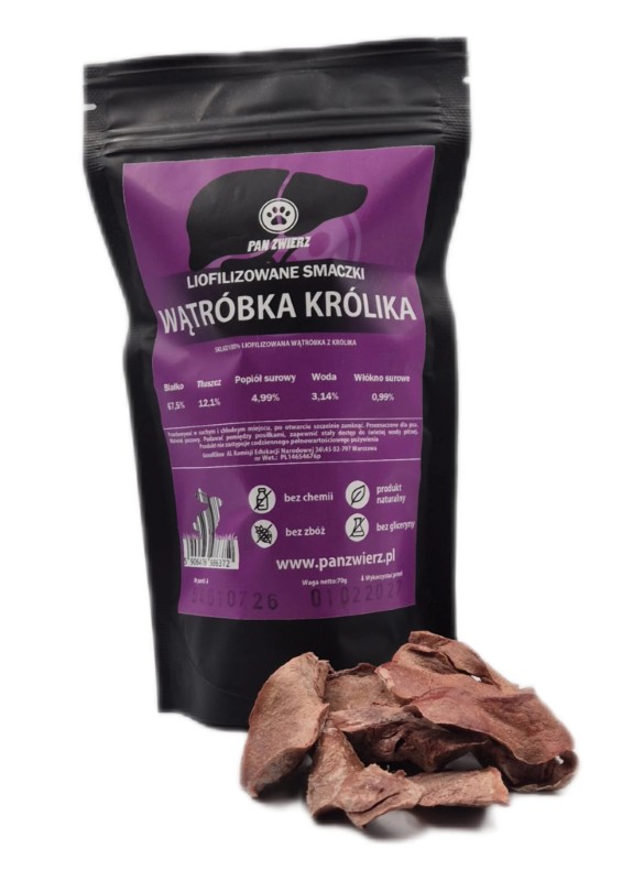 Pan Zwierz liofilizowana wątróbka z królika 70 g