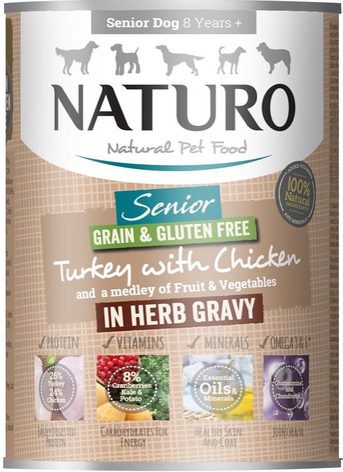Naturo Grain & Gluten Free indyk, kurczak senior 390 g