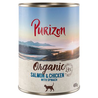 Purizon Organic kurczak, łosoś z szpinakiem 400 g × 6