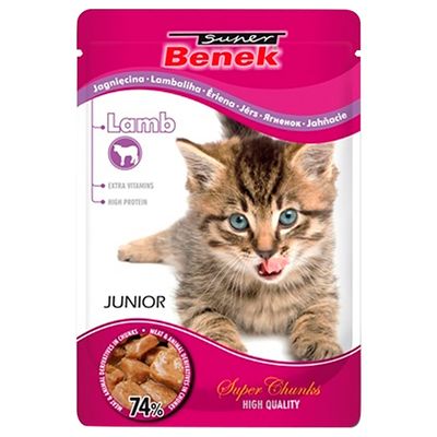 Super Beno Super Chunks jagnięcina w sosie kitten 100 g × 24
