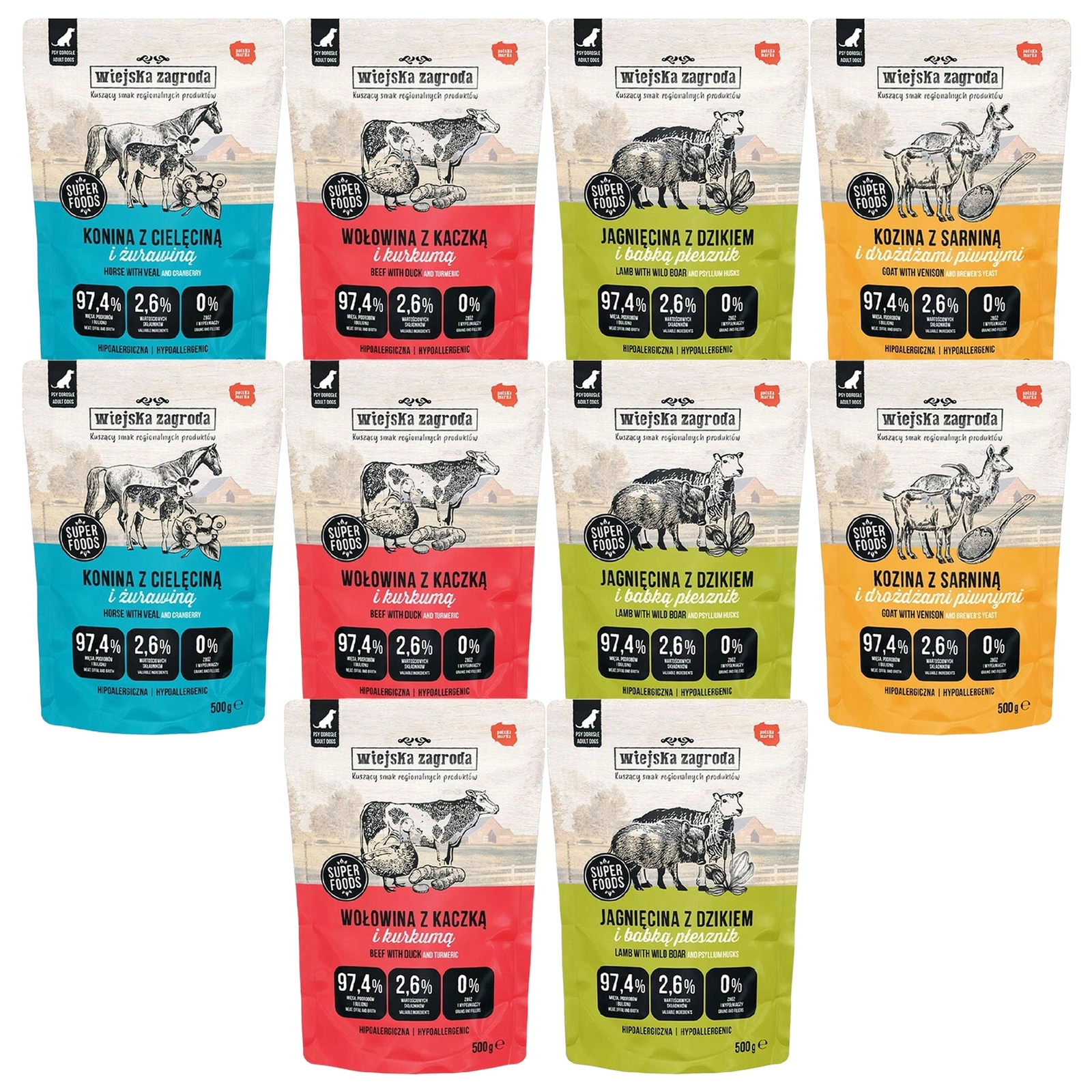 Wiejska Zagroda mix smaków adult 500 g × 10
