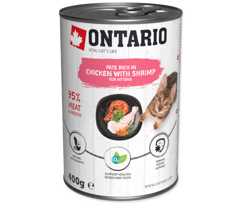Ontario krewetki, kurczak pasztet kitten 400 g