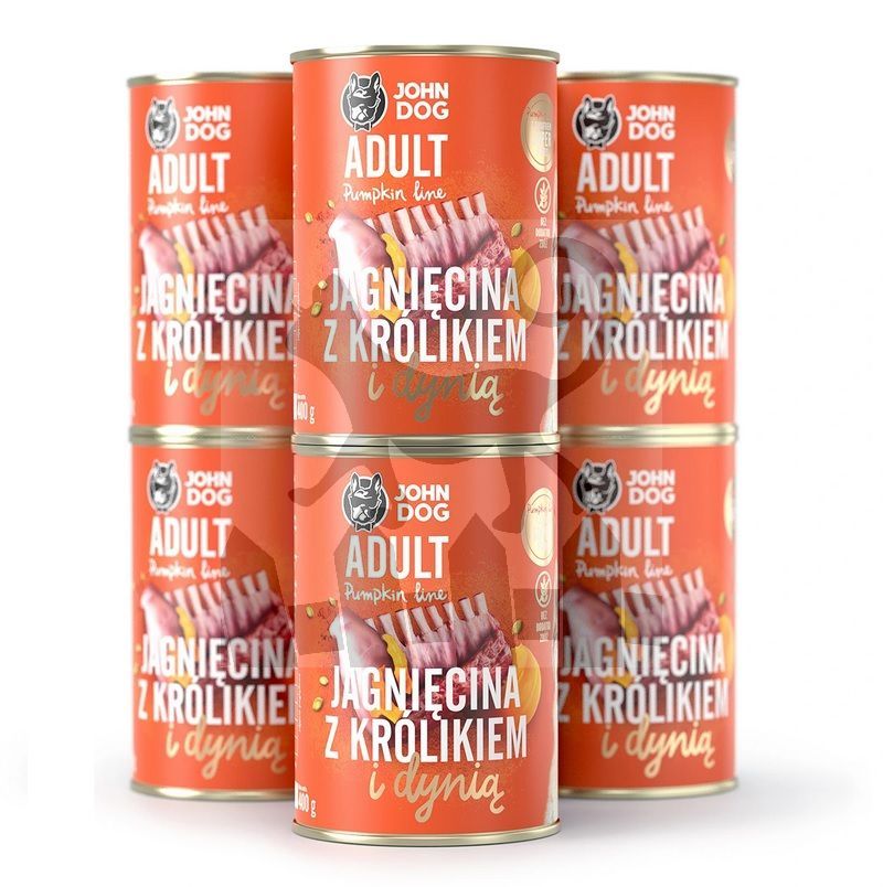 John Dog Pumpkin Line jagnięcina, królik adult 400 g × 6
