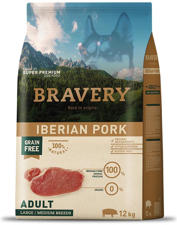 Bravery wieprzowina adult średnie, duże rasy 12 kg