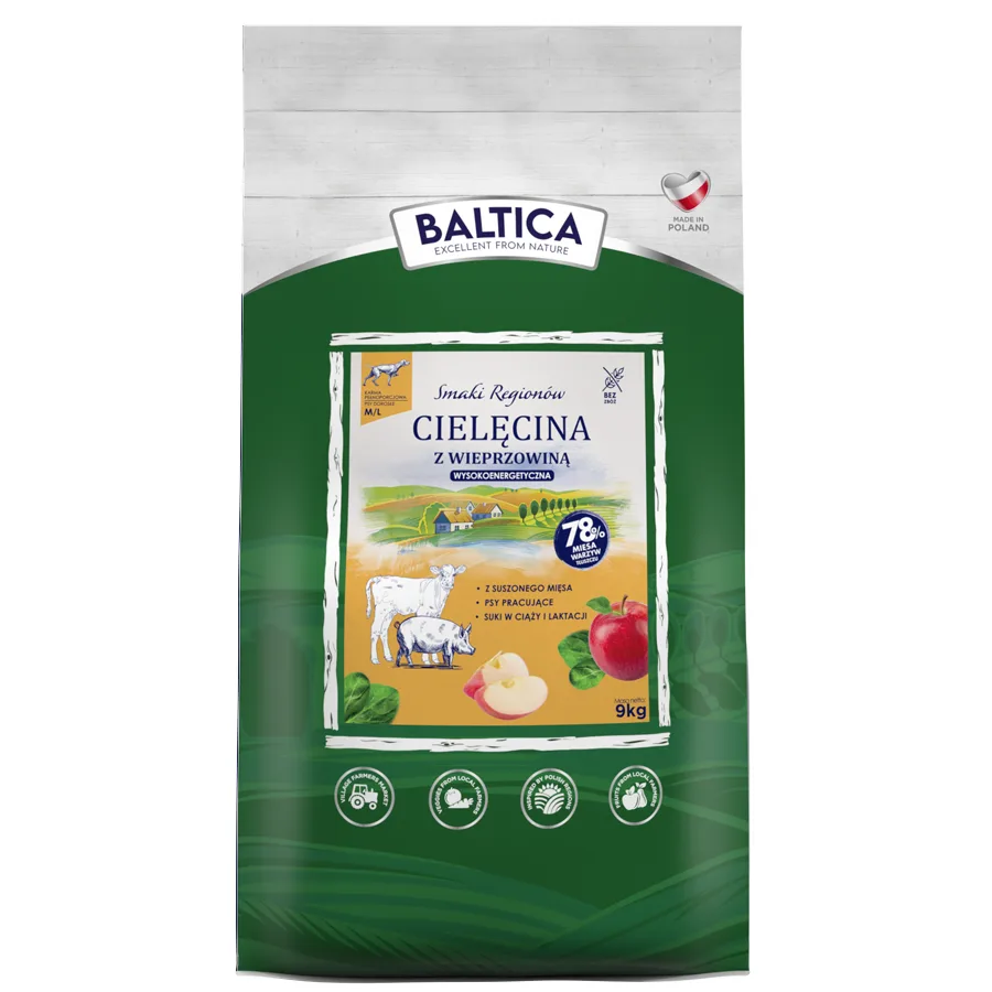 Baltica Smaki Regionów cielęcina, wieprzowina adult średnie rasy, duże rasy 9 kg