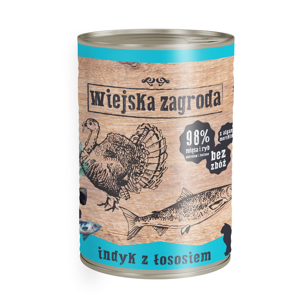 Wiejska Zagroda indyk, łosoś w bulionie 400 g
