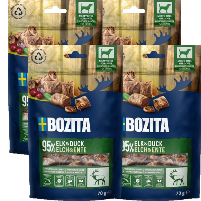 Bozita Meaty Bites kaczka, łoś 70 g × 4