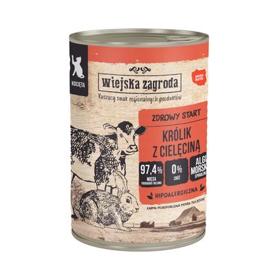 Wiejska Zagroda Skin & Coat królik z cielęciną w bulionie kitten 400 g × 6