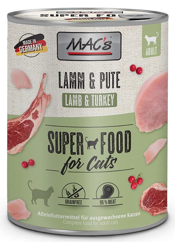 MAC's Super Food for Cats indyk, jagnięcina pasztet adult 800 g