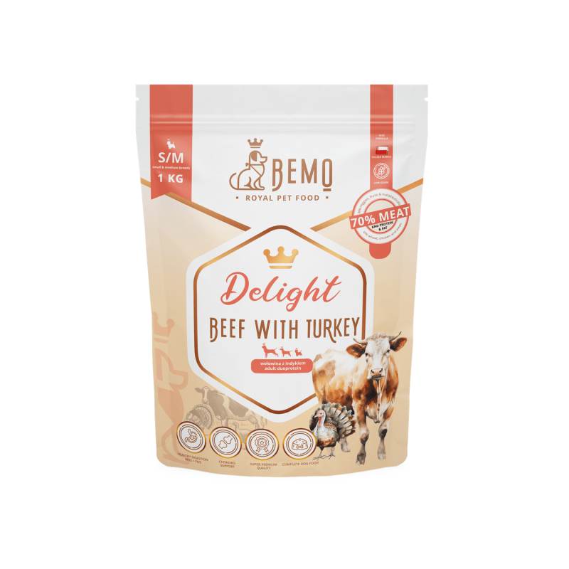 Bemo Delight wołowina, indyk średnie i duże rasy 3 kg