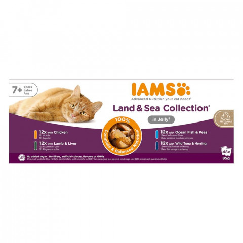 IAMS Land & Sea Collection mix smaków w galaretce senior 85 g × 48