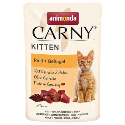 Animonda Carny drób, wołowina kawałki kitten 85 g × 12