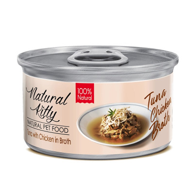 Natural Kitty BROTH tuńczyk, kurczak w bulionie 80 g