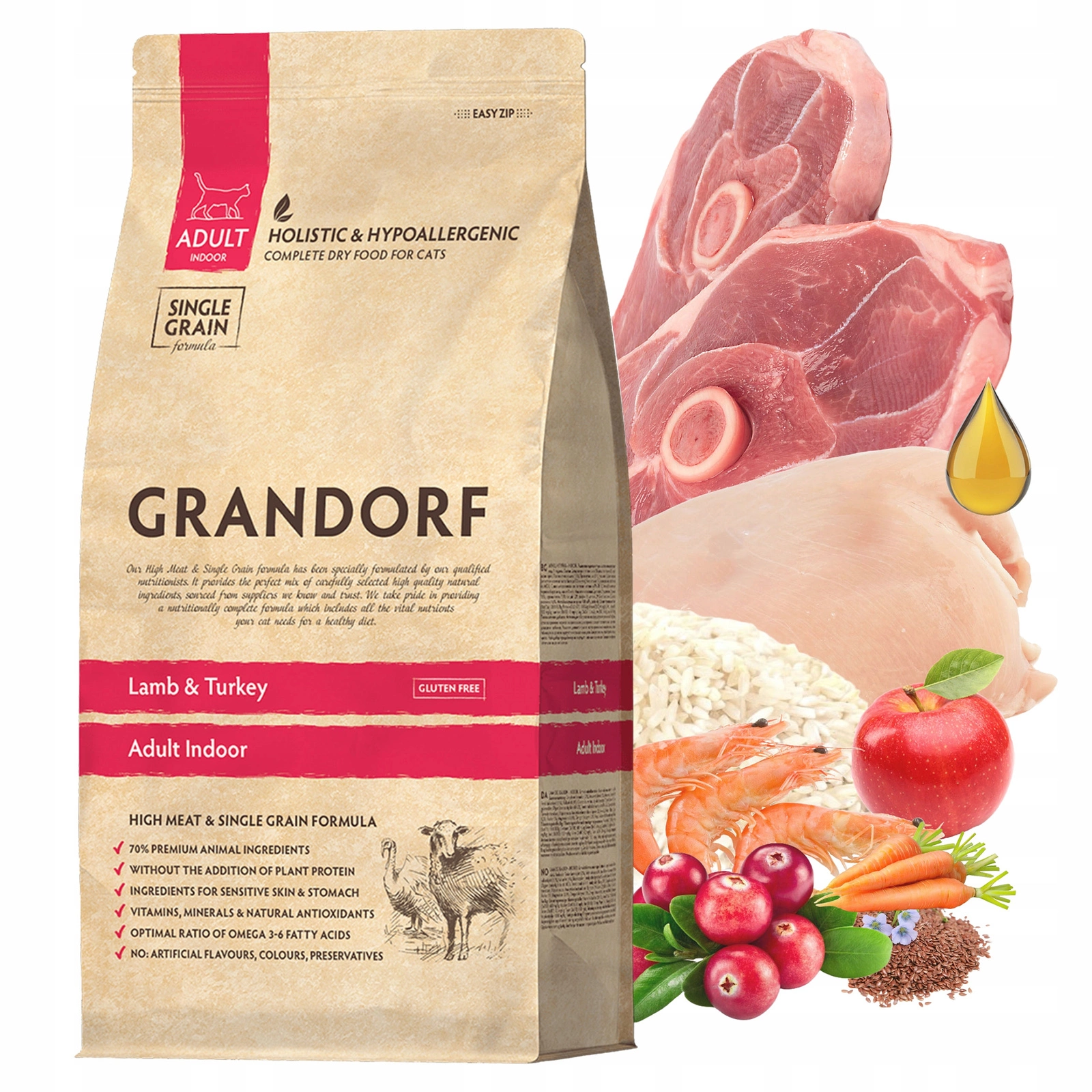 Grandorf Indoor indyk, jagnięcina adult 2 kg