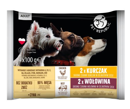Pet Republic kurczak, wołowina 100 g × 4