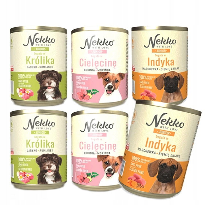 Nekko indyk, królik junior 800 g × 6