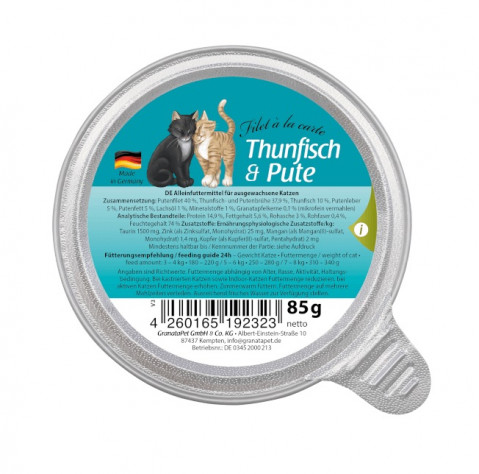 GranataPet Filet À La Carte indyk, tuńczyk kawałki adult 85 g
